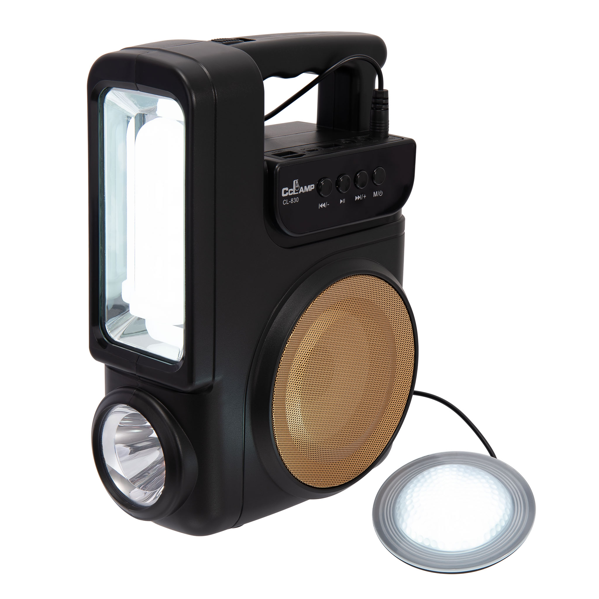 Фонарь кемпинговый CL-830 с солн.панелью, радио, доп.фонарь