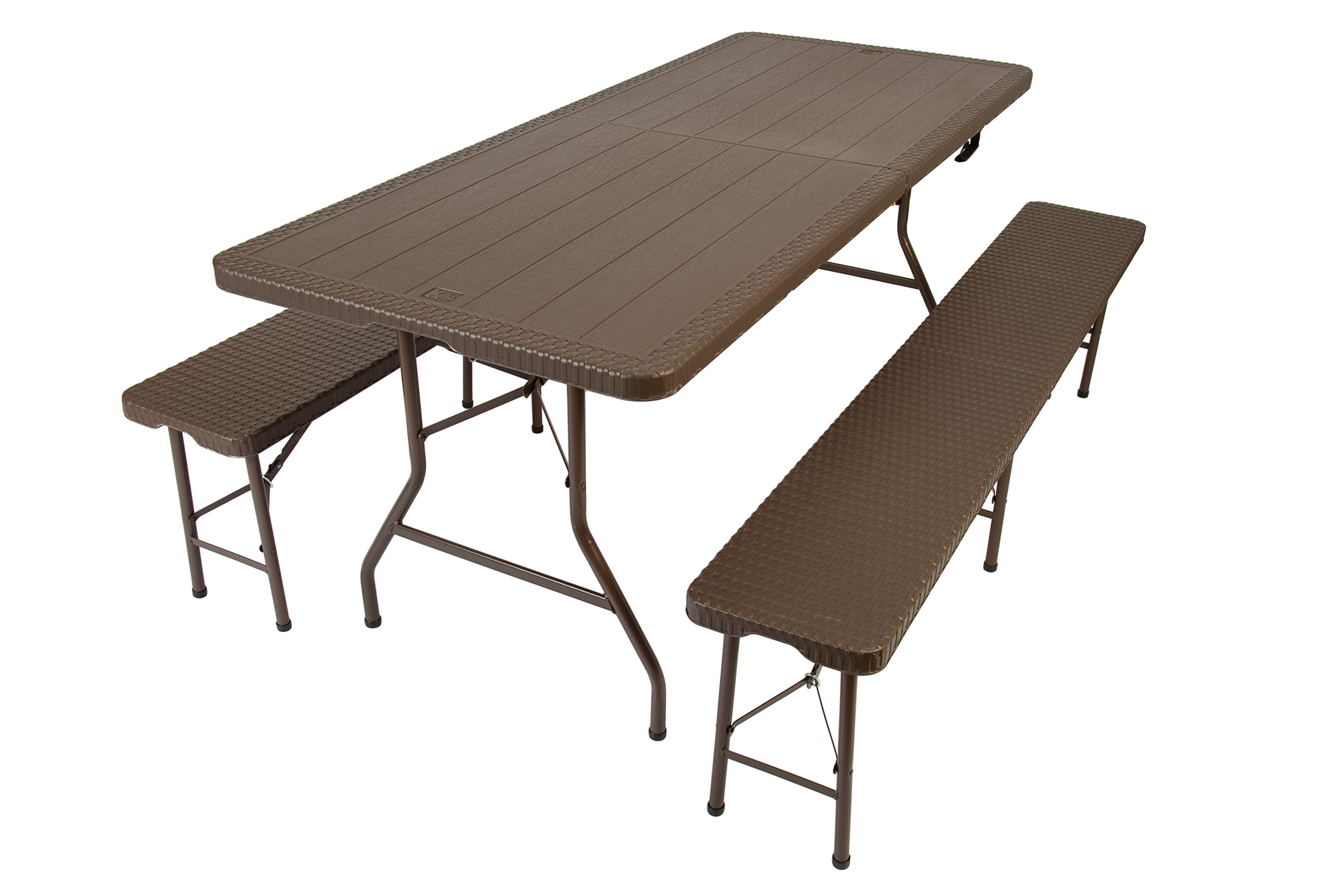 Комплект мебели KYODA: стол (182*74*74) + 2 лавки (183*28*43), цвет коричневый