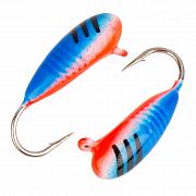 Овсинка с ушком и рисками d 4,0 мм, вес 2,5 гр, цвет синий с полосками+красный /10 шт/