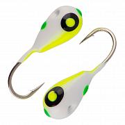 Капля с отверстием и лыской d 5,0 мм, вес 1,9 гр, малек лимонно-белый с зелеными точками /10 шт/