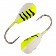 Капля с отверстием и лыской d 2,5 мм, вес 0,2 гр, фосфор+лимон с полосками /10 шт/