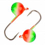 Дробинка с ушком d 8,0 мм, вес 4,5 гр, цвет салатовый с полосками+красный /5 шт/