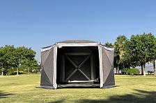 Шатер туристический KYODA 6 сторон, р.360*360*238см, плотн190Т, 210D, цвет темно и светло серый