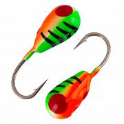 Капля с отверстием и лыской d 2,5 мм, вес 0,2 гр, зелено красный с красн.точ.и черн.полосами /10 шт/