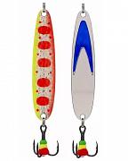 Блесна зимняя 5813, вес 15,0 гр, длина 70 мм, цвет серебро синий галстук/салат-серебро172