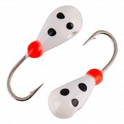 Капля с отверстием и лыской d 2,5 мм, вес 0,2 гр, белая с точками /10 шт/