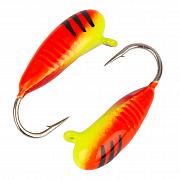 Овсинка с ушком и рисками d 3,0 мм, вес 0,5 гр, цвет красный с полосками+желтый /10 шт/