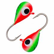 Капля с ушком d 3,0 мм, вес 0,44 гр, окраска малек, салатовый-красный с черными полосками/10 шт/