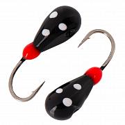 Капля с отверстием и лыской d 5,0 мм, вес 1,9 гр, черная с точками /10 шт/