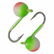 Дробинка с ушком d 4,0 мм, вес 0,62 гр, окраска салатовая-белая+красная  /10 шт/