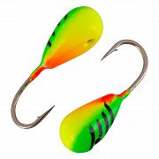 Капля с отверстием и лыской d 2,5 мм, вес 0,2 гр, салатовый с полосками+лимонно-красный /10 шт/
