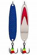 Блесна зимняя 5813, вес 12,5 гр, длина 65 мм, цвет серебро красный галстук/прыщ синий RB