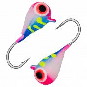 Капля с ушком d 4,0 мм, вес 1,04 гр, цвет малек розово-сине-белый с лимоннными полосками /10 шт/