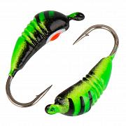 Гвоздик  d 3,5 мм, вес 0,67 гр, цвет зеленый с полосками+черный с точкой /10 шт/