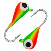 Капля с ушком d 3,0 мм, вес 0,44 гр, окраска малек, салатовый-красный /10 шт/