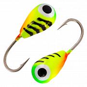 Капля с отверстием и лыской d 5,0 мм, вес 1,9 гр, малек лимон с полосками+салатово-красная /10 шт/