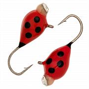 Капля с ушком d 4,0 мм, вес 1,1 гр, обмазка с камнем красная с точками /10 шт/