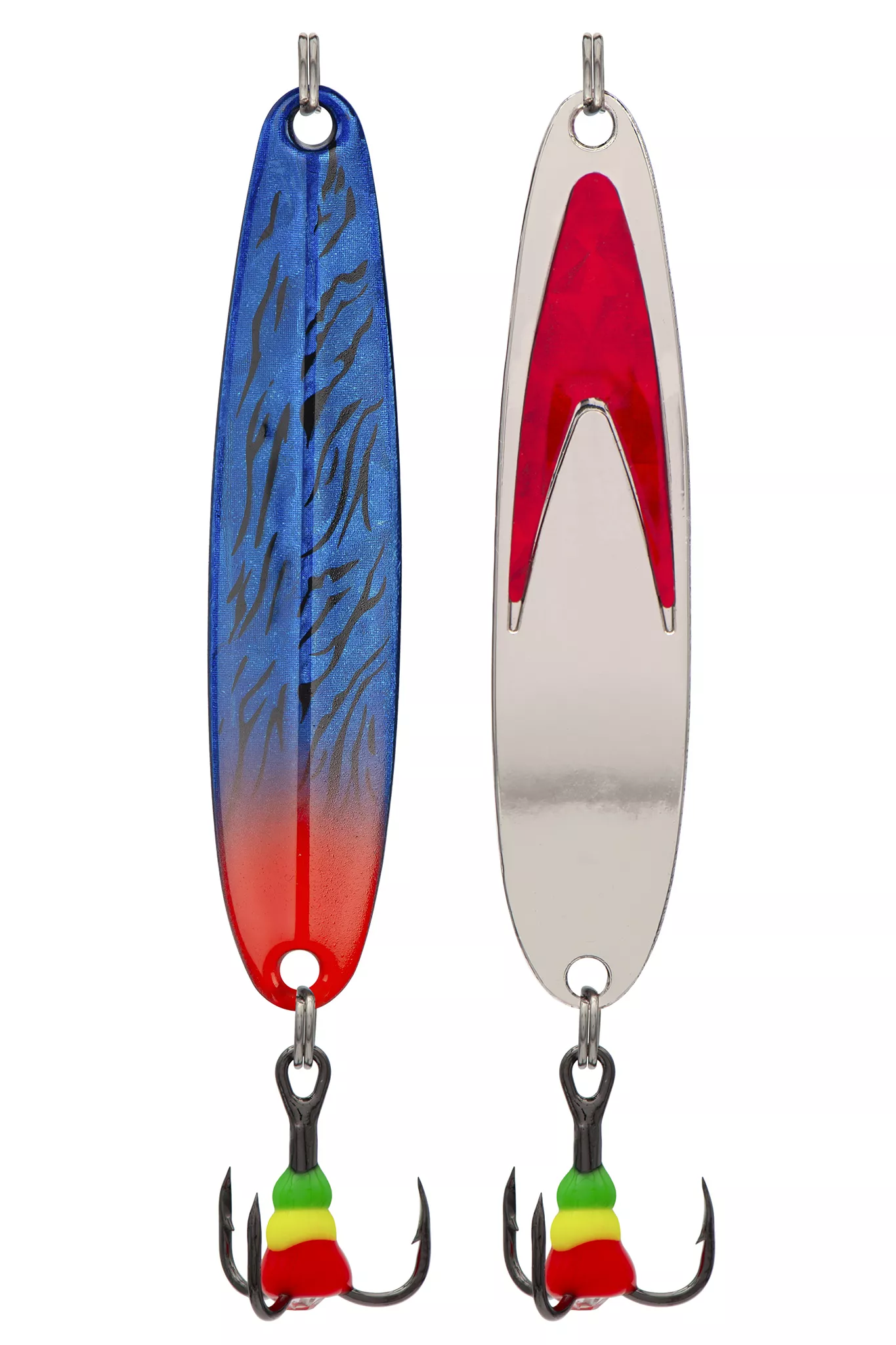 Блесна зимняя 5813, вес 10,0 гр, длина 60 мм, цвет серебро красный галстук/синий+красный 184