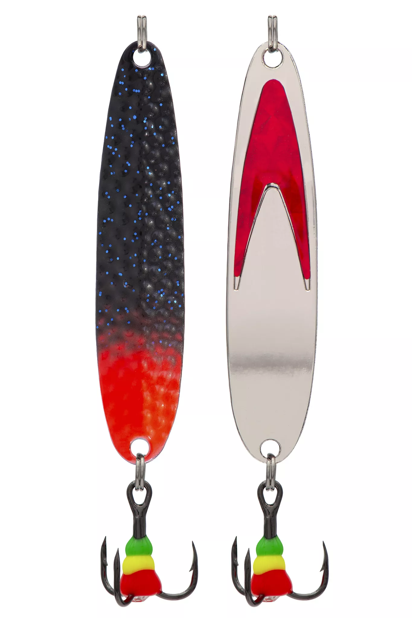 Блесна зимняя 5813, вес 7,0 гр, длина 50 мм, цвет серебро красный галстук/черный+красный 183