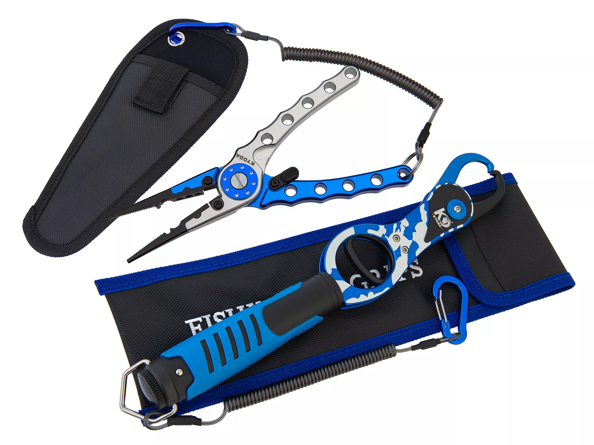 Набор инструментов KYODA (захват для рыбы с чехлом, пассатижи с чехлом), шнур-карабин