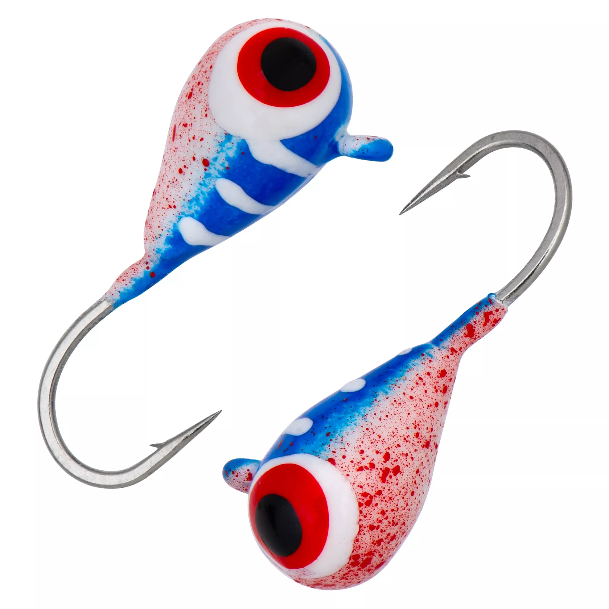 Капля с ушком d 3,0 мм, вес 0,44 гр, цвет малек сине белый с бел.полосками и красным крапом/10 шт/