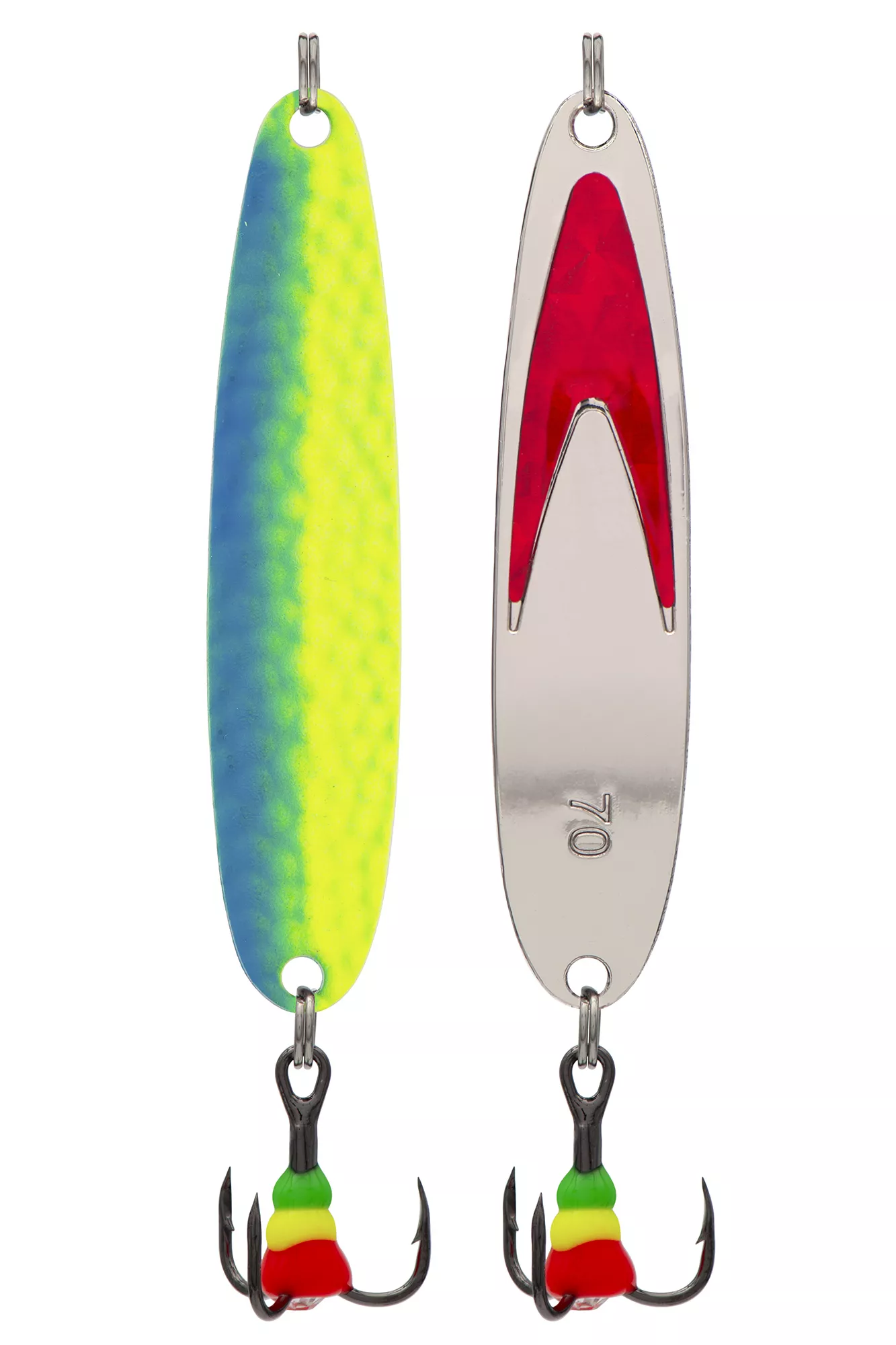 Блесна зимняя 5813, вес 7,0 гр, длина 50 мм, цвет серебро красный галстук/зелено-голубой 161