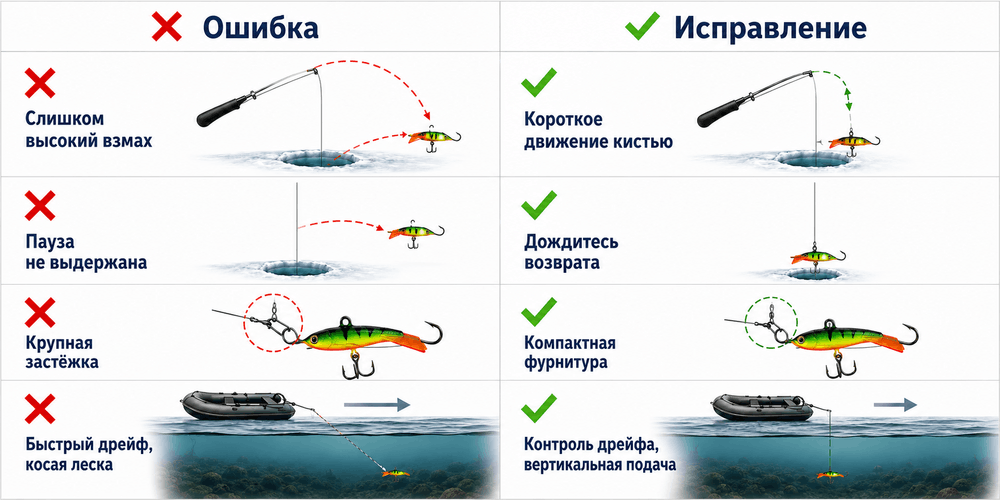 Типичные ошибки при ловле на балансир со льда и с лодки