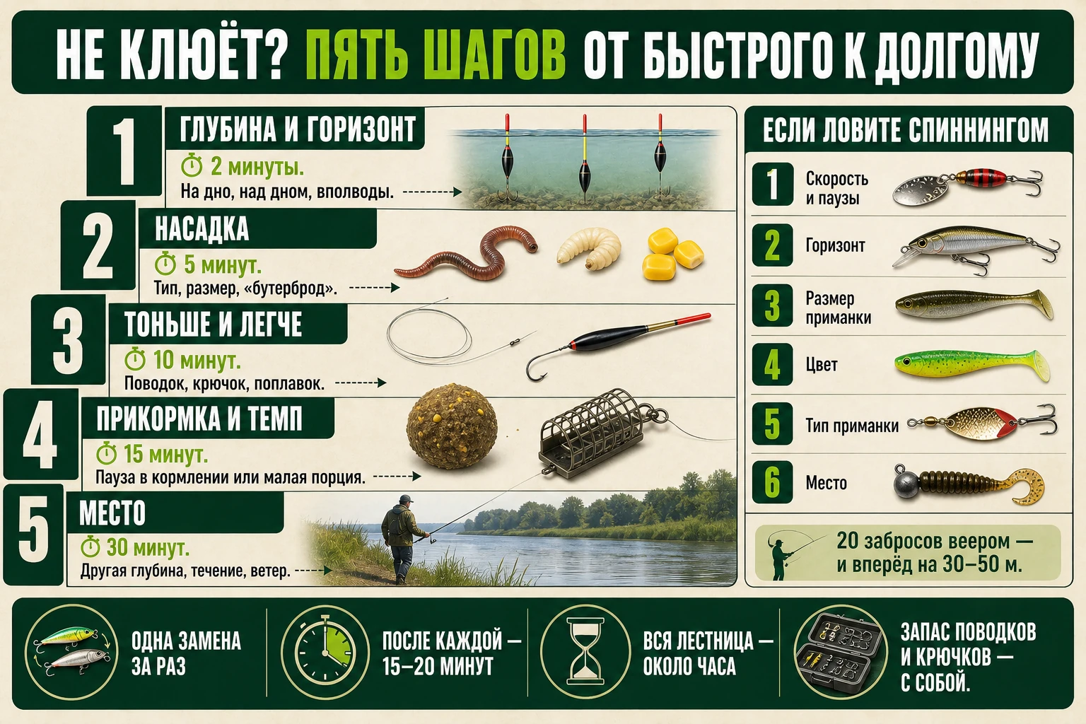 Что делать, если рыба не клюёт: пять шагов от глубины до смены места