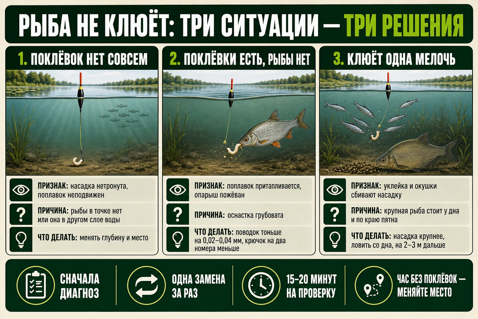 Три ситуации, когда рыба не клюёт, и что делать в каждой