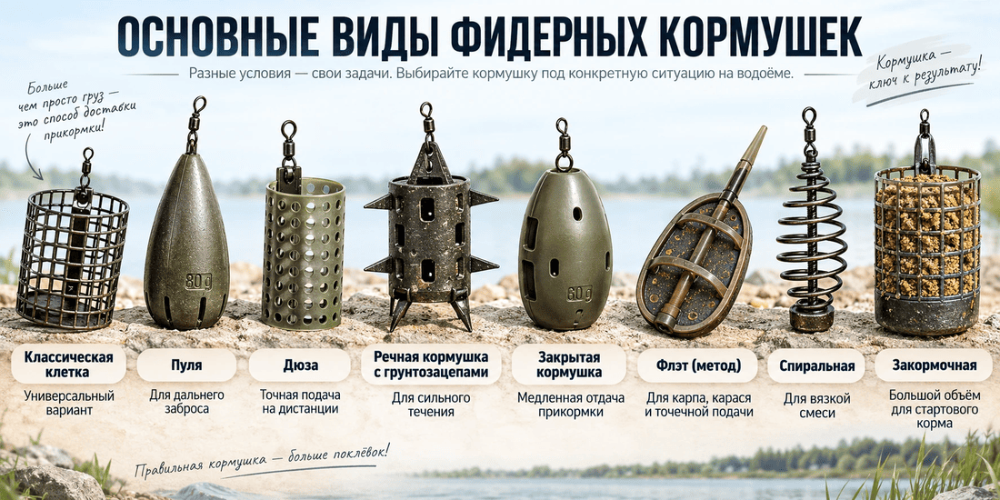 Основные виды фидерных кормушек для разных условий ловли