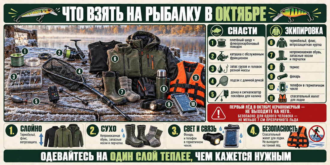 Снасти, одежда и аксессуары для рыбалки в октябре