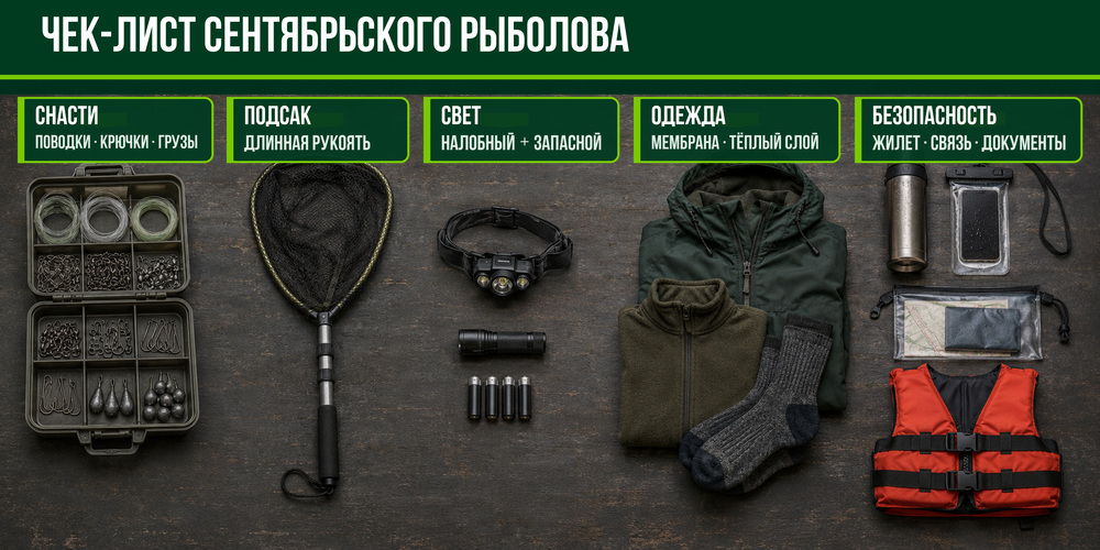 Чек-лист снастей, одежды и аксессуаров для сентябрьской рыбалки